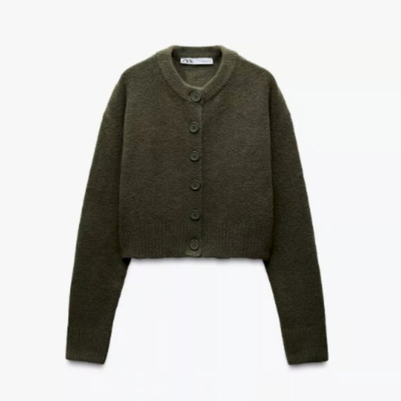 Zara Sweaters - NWOT Zara Soft Knit Cardigan Army Green Button Front Sweater Large